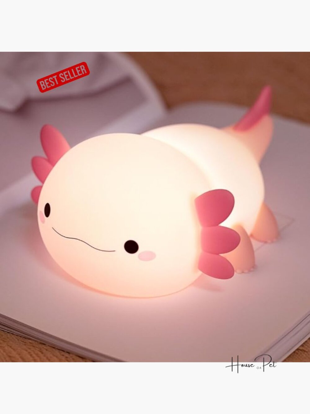 Cute Axolotl Silicone Night Light for Kids Rechargeable Touch Lamp
